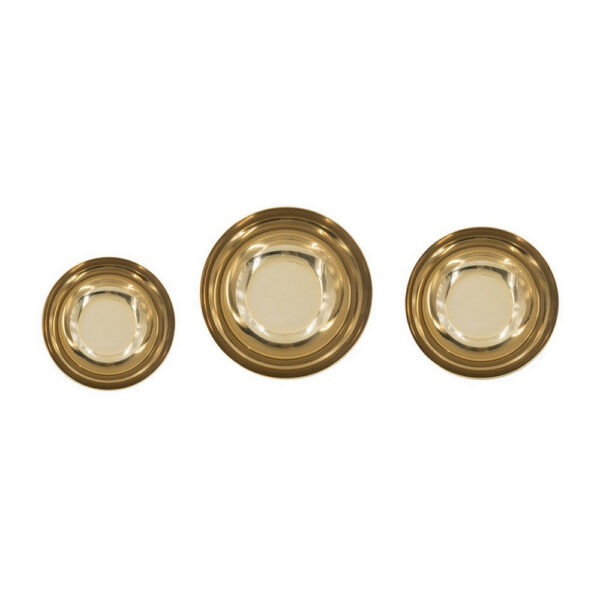 Set of 3 Round Bowls, Black and Gold Aluminum Finish, Sturdy Metal Stand