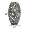 14 Inch Aluminum Accent Vase, Tall Curved Cut Out Design, Intricate Details