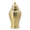 21 Inch Lidded Vase Urn, Finial Accent, Brilliant Gold Aluminum Finish