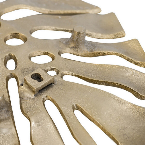 Linzo 19 Inch Aluminum Wall Hanging Bowl, Monstera Leaf, Bright Gold Finish