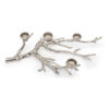 23 Inch Metal Tea Light Holder, Tree Branch Design, 4 Candle Slots, Silver