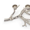 23 Inch Metal Tea Light Holder, Tree Branch Design, 4 Candle Slots, Silver