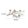 23 Inch Metal Tea Light Holder, Tree Branch Design, 4 Candle Slots, Silver