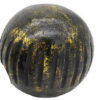 Set of 3 Decorative Tabletop Round Balls, Carved Mango Wood, Black, Yellow