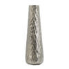 23 Inch Tall Oblong Vase, Diamond Textured, Tapered, Aluminum, Silver