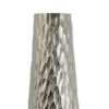 23 Inch Tall Oblong Vase, Diamond Textured, Tapered, Aluminum, Silver