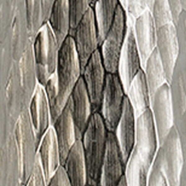 23 Inch Tall Oblong Vase, Diamond Textured, Tapered, Aluminum, Silver