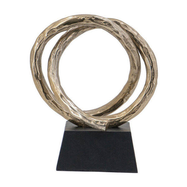 10 Inch Modern Table Sculpture, Bright Gold Aluminum, Intertwined Ring Loop