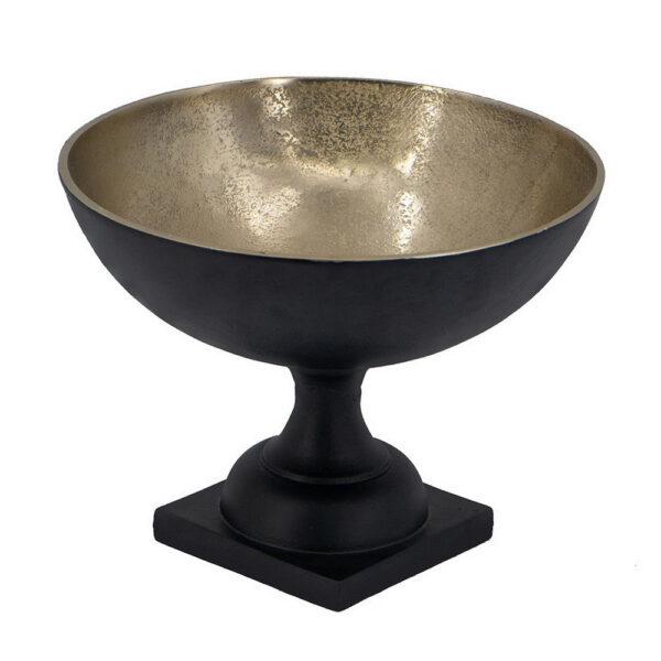 10 Inch Vintage Style Accent Bowl, Gold, Antique Black, Pedestal Stand