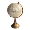 15 Inch Modern Accent Globe, Smooth Turning, White With Gold Aluminum Stand