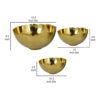 Bonz Set of 3 Bowls, Unique Top Shape, Round Base, Gold Metal Finish