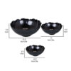 Bonz Set of 3 Bowls, Unique Top Shape, Round Base, Black Metal Finish