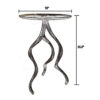 24 Inch Accent Side Table, Antler Base Design, Ribbed Top, Aluminium, Gold