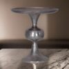 Ria 14 Inch Cake Stand, Solid Round Top, Pedestal Base, Silver Aluminum