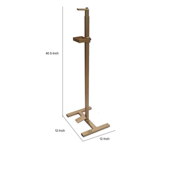 Lyna 41 Inch Sanitizer Dispenser Stand, Hands Free Foot Pedal, Gold Iron