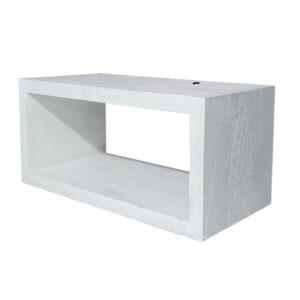 18 Inch Rectangular Wall Shelf, Acacia Wood Frame, White Washed Finish