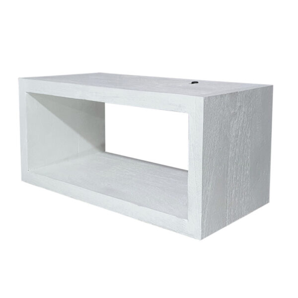 18 Inch Rectangular Wall Shelf, Acacia Wood Frame, White Washed Finish