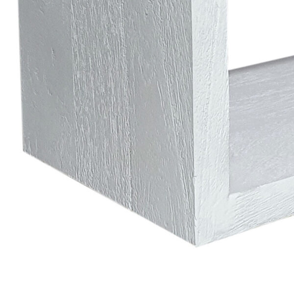18 Inch Rectangular Wall Shelf, Acacia Wood Frame, White Washed Finish
