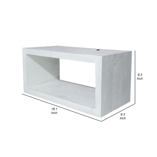 18 Inch Rectangular Wall Shelf, Acacia Wood Frame, White Washed Finish