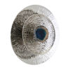 Set of 3 Decorative Wall Art Discs, Textured, Silver Steel, Blue Agate