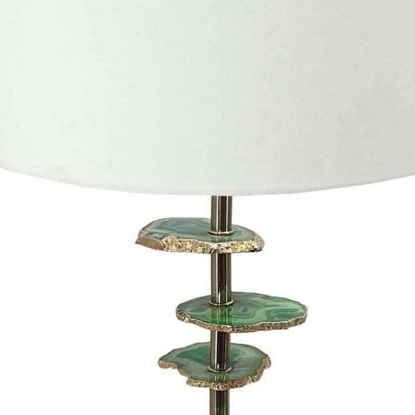 Parks 30 Inch Table Lamp With Agate Slices and Linen Drum Shade, White
