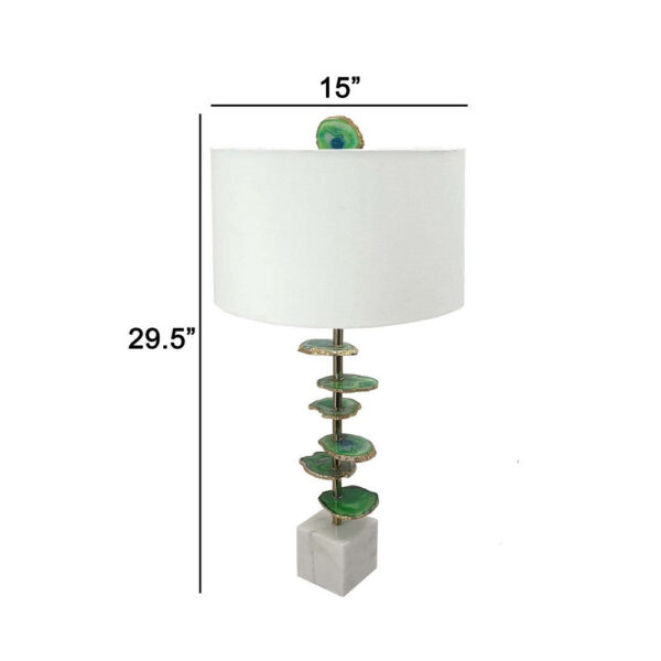 Parks 30 Inch Table Lamp With Agate Slices and Linen Drum Shade, White
