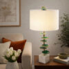Parks 30 Inch Table Lamp With Agate Slices and Linen Drum Shade, White