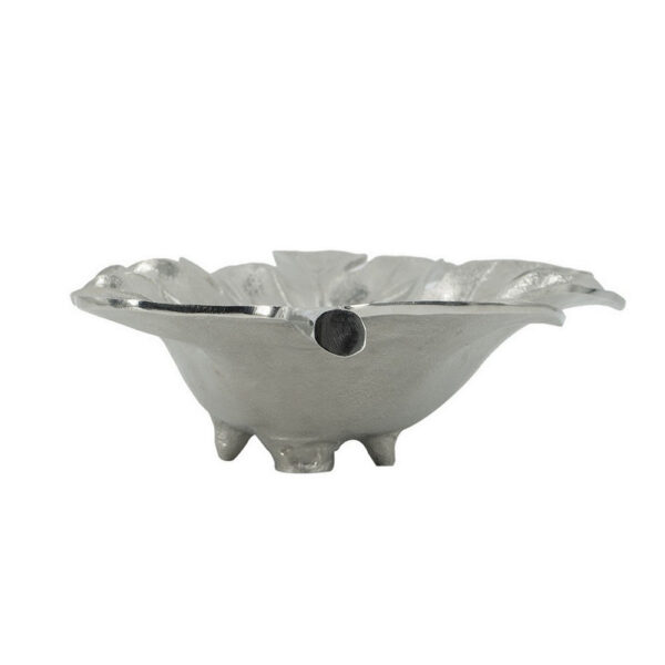 22 Inch Modern Decorative Tray, Oak Leaf Design Striking Silver Metal Frame