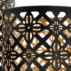 Set of 3 Lantern Candle Holders, Moroccan Lattice, Gold, Black Metal Frames