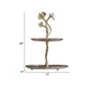 16 Inch Elegant Accent Table, 2 Tier Aluminum Cherry Blossom, Gold, Silver