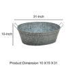Thea Embossed Design Oval Shape Galvanized Steel Tub with Side Handles, Large, Silver