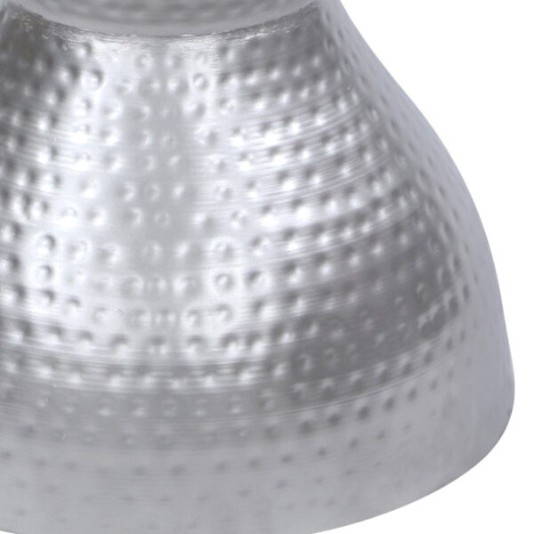 Industrial Style Hammered Texture Iron Stool with Hourglass Shaped Body, Silver