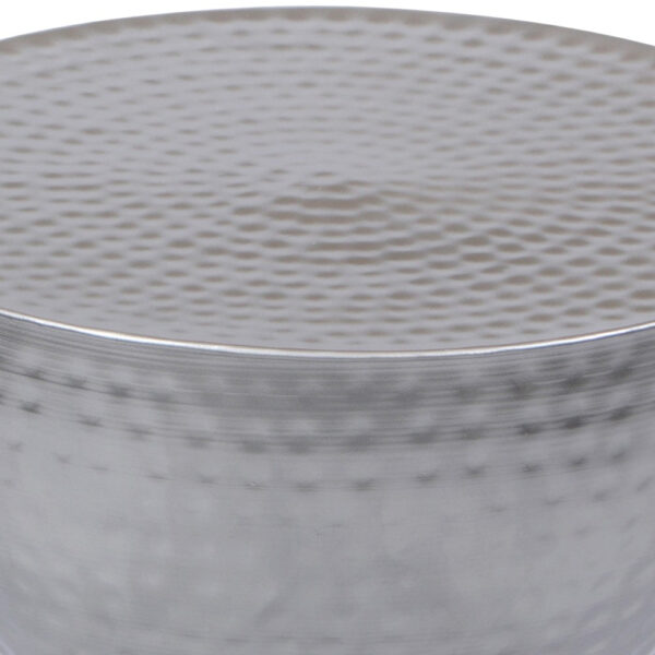 Industrial Style Hammered Texture Iron Stool with Hourglass Shaped Body, Silver