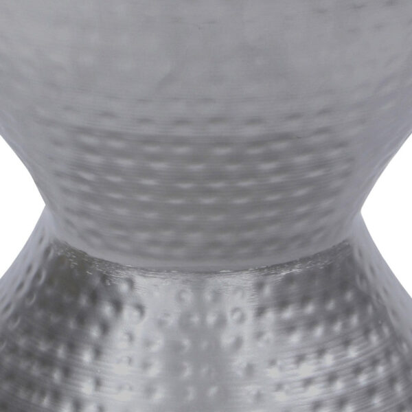 Industrial Style Hammered Texture Iron Stool with Hourglass Shaped Body, Silver