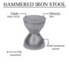 Industrial Style Hammered Texture Iron Stool with Hourglass Shaped Body, Silver