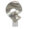 24 Inch Tabletop Home Decor Piece, Modern Art Sculpture, Chrome Metal