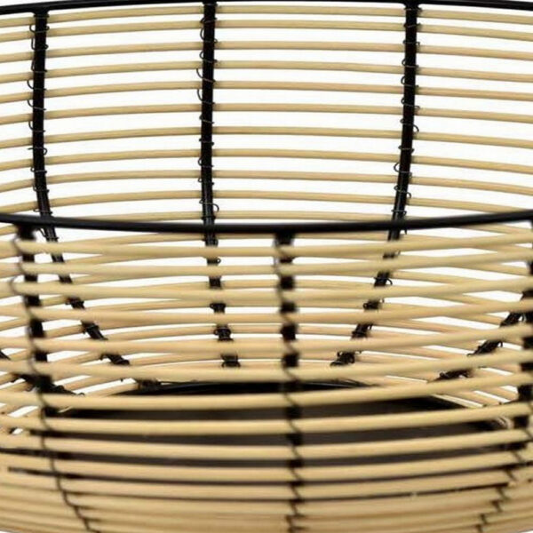 14 Inch Decorative Bowl, Accent Wired Woven Basket, Black, Natural Brown