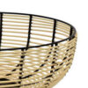 14 Inch Decorative Bowl, Accent Wired Woven Basket, Black, Natural Brown