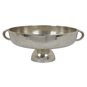 16 Inch Tabletop Decorative Bowl with a Pedestal Footed Base, Silver