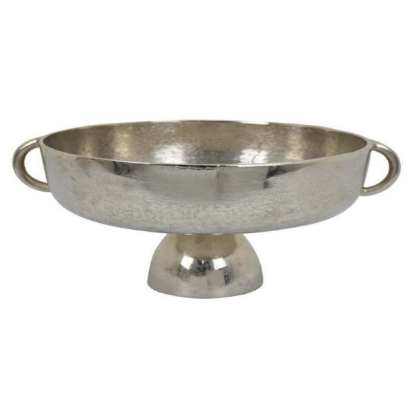 16 Inch Tabletop Decorative Bowl with a Pedestal Footed Base, Silver