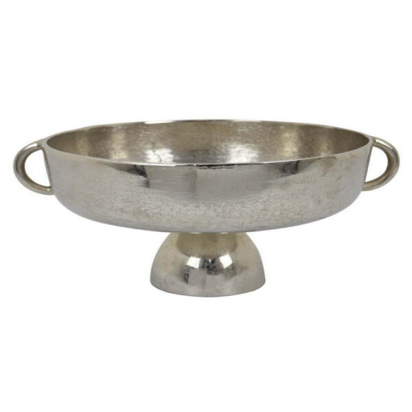 16 Inch Tabletop Decorative Bowl with a Pedestal Footed Base, Silver