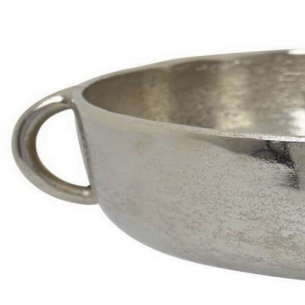 16 Inch Tabletop Decorative Bowl with a Pedestal Footed Base, Silver