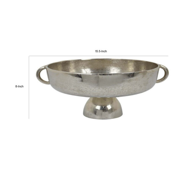 16 Inch Tabletop Decorative Bowl with a Pedestal Footed Base, Silver