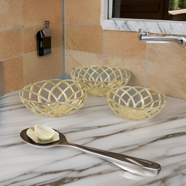 Lyna 18 Inch Modern Decorative Metal Basket Set of 3, Gold Color