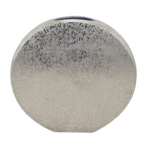15 Inch Modern Decorative Vase, Round, Silver Finished Aluminum Frame