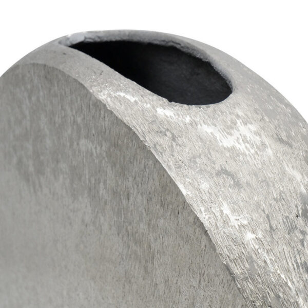 15 Inch Modern Decorative Vase, Round, Silver Finished Aluminum Frame