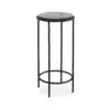 Hex Accent Table, 12 Inch Round Recycled Glass Top, Black Iron Frame