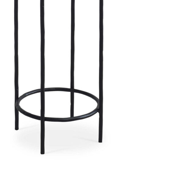 Hex Accent Table, 12 Inch Round Recycled Glass Top, Black Iron Frame