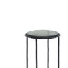 Hex Accent Table, 12 Inch Round Recycled Glass Top, Black Iron Frame