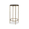 Hex Accent Table, 12 Inch Round Recycled Glass Top, Gold Iron Frame